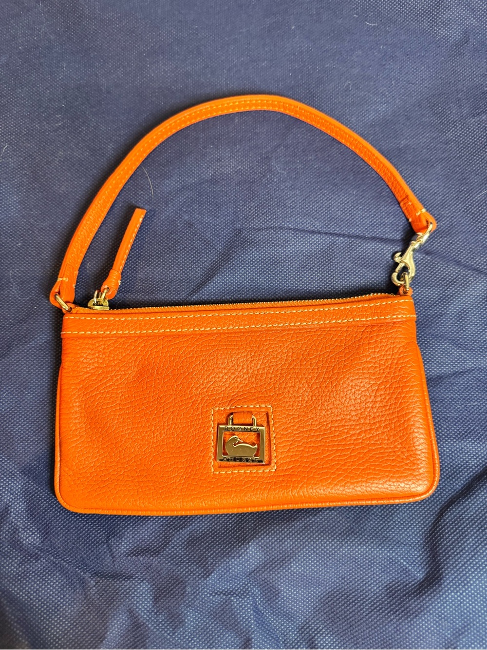 Dooney & Bourke Bright Orange Leather Wristlet Clutch